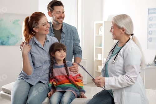 Preview: Family with child visiting doctor in hospital