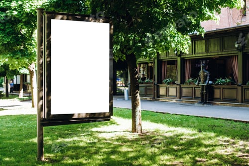 Preview: Park white billboard, placed in the square.