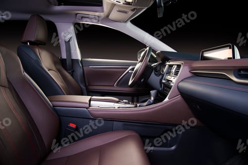 Preview: Modern luxury car red perforated leather interior