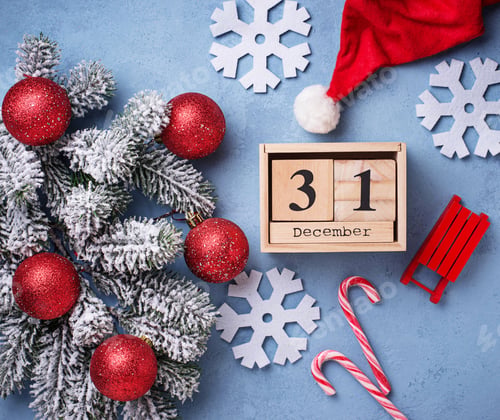 Vista previa: New year background with wooden calendar