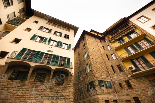 Preview: one of the courtyards of the historic center of Florence, Italy. Bottom view.Tuscany
