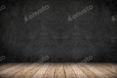 Preview: Dark Grunge Wall with Wooden Floor Background