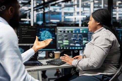 Preview: Engineering team working together in data center running AI tools