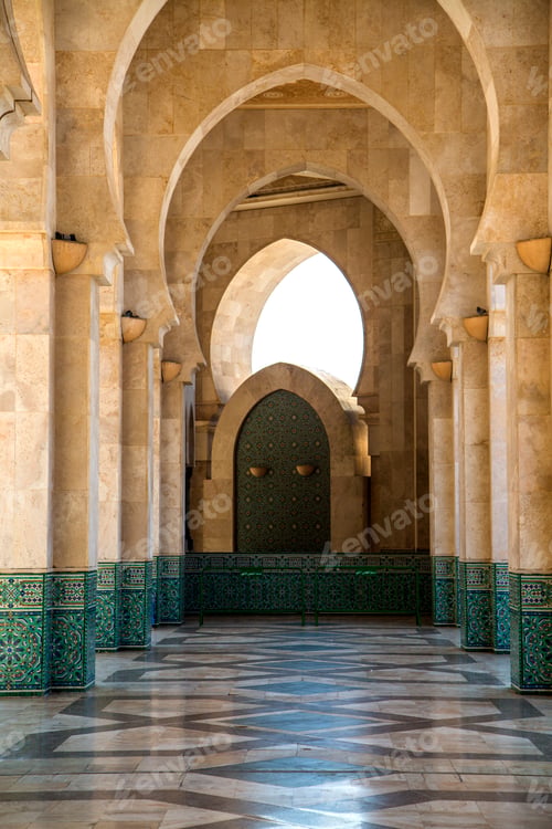 Preview: Walkway in mosque Hassan II, Casablanca, Morocco