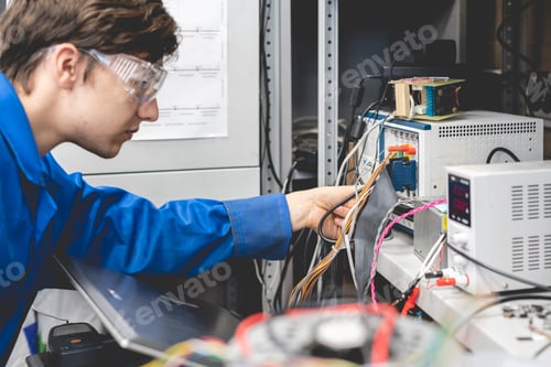 Preview: technician or engineer insert cords in power supply b