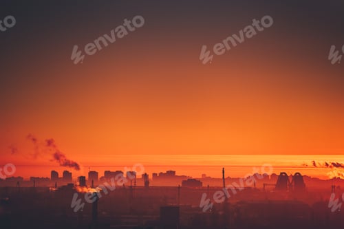 Preview: Aerial view of city sunset