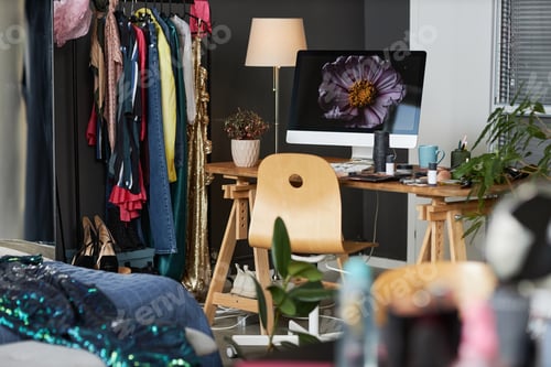 Preview: Messy Girls Room With Computer of Table