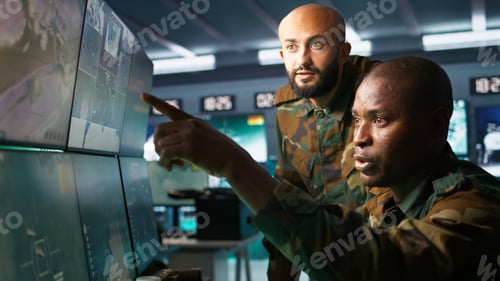 Preview: Army unit working in governmental facility next to colleague