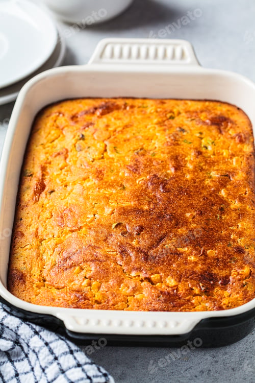 Preview: Baked cheddar cornbread. Festive Christmas dish.