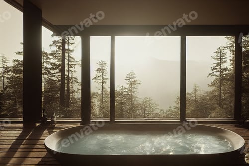 Preview: Elegant attic bathroom with bathtub. Boho style bathroom interior.outstanding bath and bedroom of ch