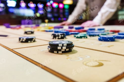 Preview: gambling chips on a game table roulette