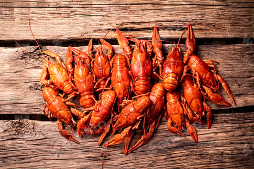 Preview: Fragrant boiled crayfish on the table.