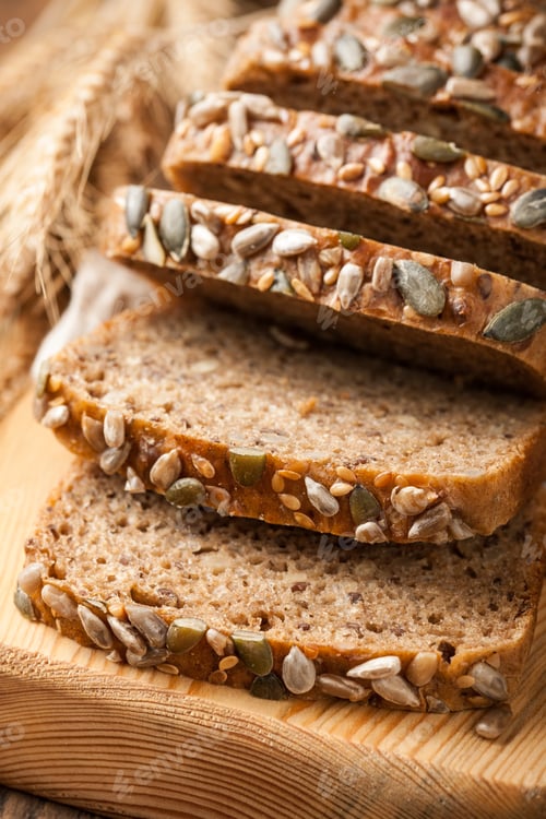 Preview: Rye grain bread on wooden cutting board