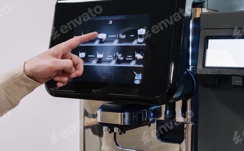 Preview: Choosing coffee options on a modern touchscreen machine