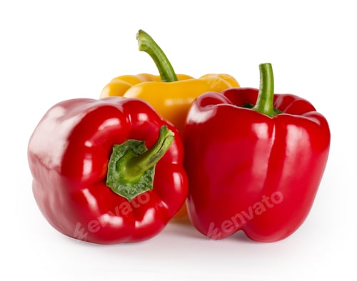 Preview: Three Fresh Bell Peppers on a White Background