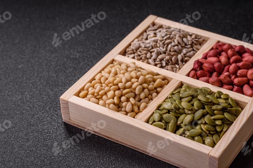 Preview: A box of peanuts and cedar nuts and sunflower and pumpkin seeds