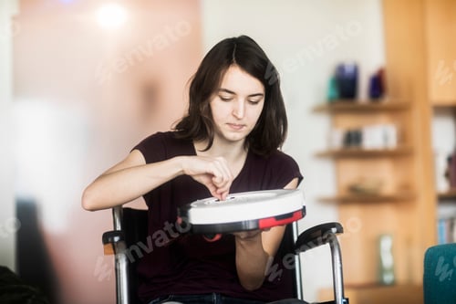 Preview: Woman in wheelchair doing home maintenance