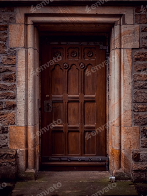 Preview: An old brown church door