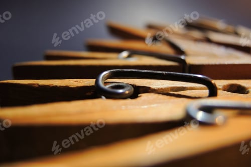 Preview: Macro Shot of Wooden Clothespins Background
