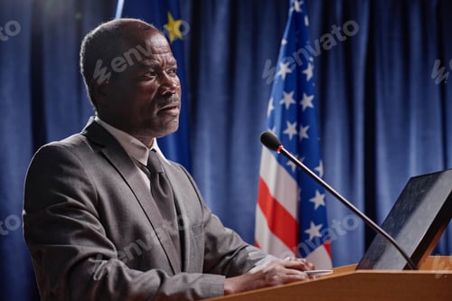Preview: Politics speaking his speech in microphone