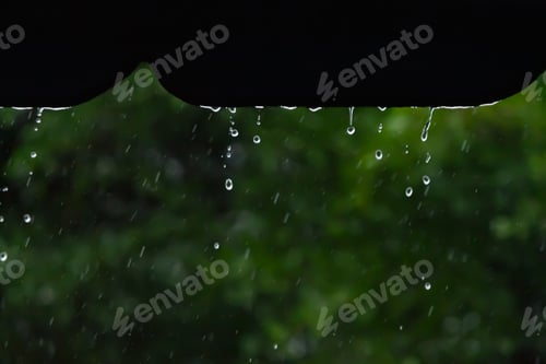 Preview: The rain drop from the roof. Raining day.