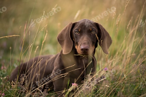 Preview: Adorable Dachshund Puppy Playing in the Grass