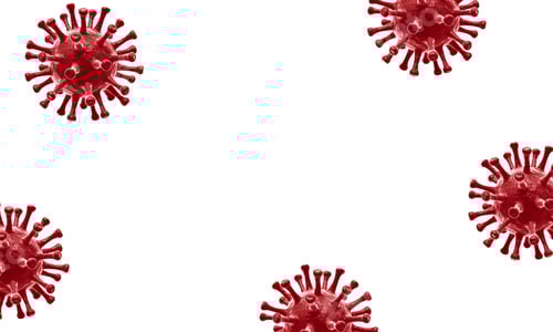 Preview: Red Virus Cells Floating on White Background