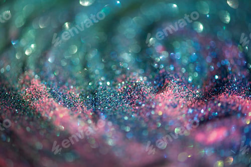 Preview: Abstract glitter lights colorful bokeh background in pastel blue pink and purple color