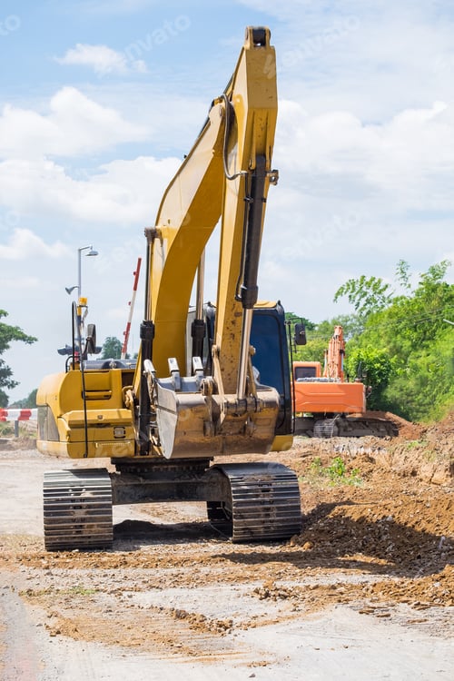 Preview: Backhoe heavy machine moving