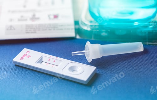 Preview: Covid 19 antigen self test for nasal swab with positive result. Antigen test kit for home use