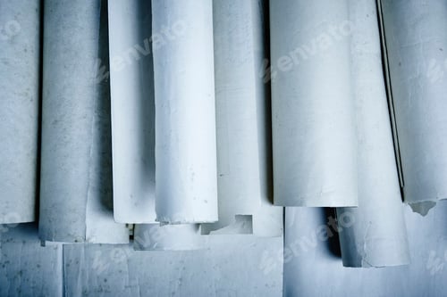 Visualização: Pergaminhos laminados em branco envelhecidos. Documentos antigos. Manuscritos antigos. Horizontal