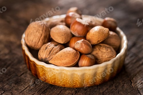 Preview: Mixed Nuts on Rustic Wooden Table