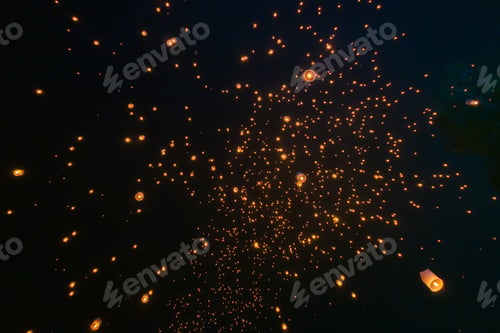 Preview: Floating lanterns or lamp. Festival in Chiang mai, Thailand. Loy krathong and Yi Peng Lanna ceremony