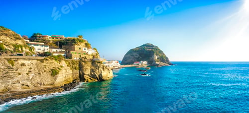 Preview: Sant Angelo beach and rocks in Ischia island. Campania, Italy.