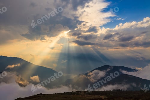 Preview: beautiful view above cloudscape and mountains