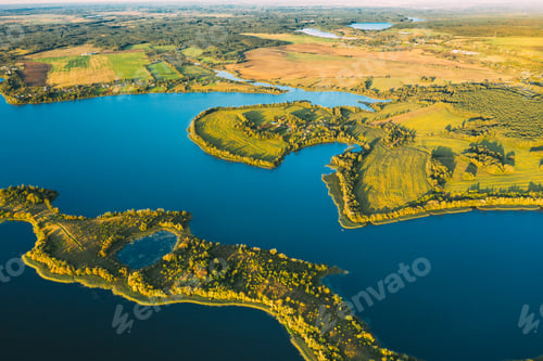 Preview: Lyepyel District, Lepel Lake, Beloozerny District, Vitebsk Region. Aerial View Of Residential Area