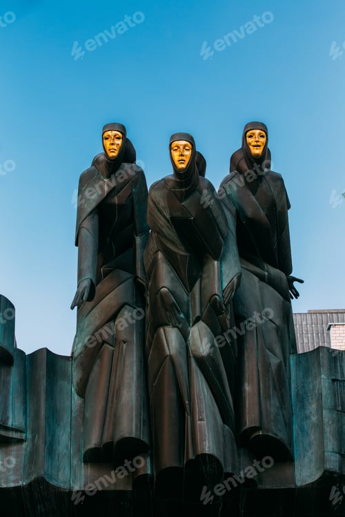 Preview: Vilnius, Lithuania, Eastern Europe. Close Up Of Black Sculpture