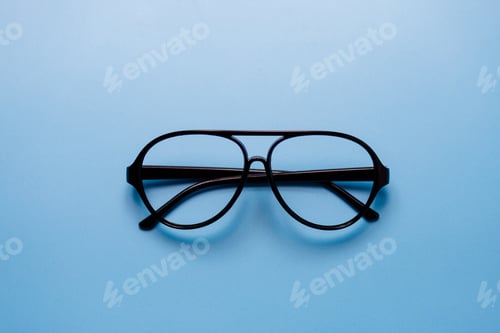 Preview: Beautiful trendly sunglasses on a Classic Blue Pantone color of the year background