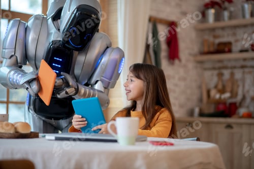 Preview: Robot showing something to the girl in orange shirt