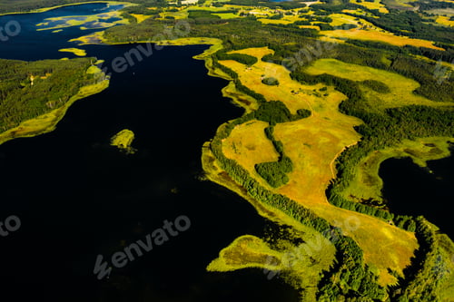 Preview: Top view of the Snudy and Strusto lakes in the Braslav lakes National Park, the most beautiful lakes