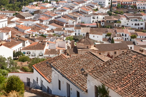 Preview: Spanish whitewashed facades and tile roofs. Aracena, Huelva. Extremadura