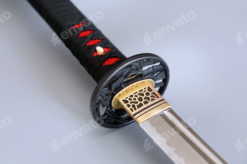 Preview: Closeup shot of a traditional Japenese katana sword handle