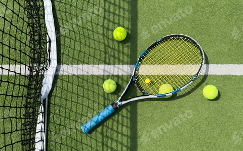 Preview: Tennis Racket and Ball green