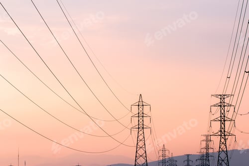 Preview: silhouette of high voltage electrical pole structure