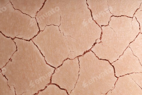 Preview: Dry skin presented as double exposure with cracked soil