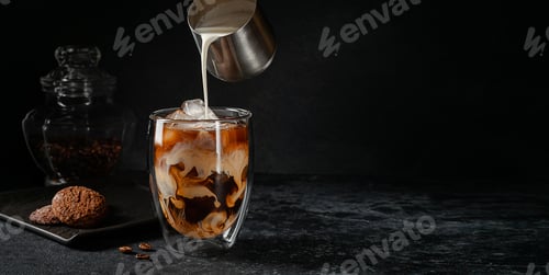 Preview: Iced Coffee Beverage with Milk and Cookies Still