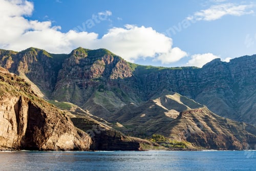 Preview: Scenic view of beautiful mountains landscape and atlantic ocean on Gran Canaria island