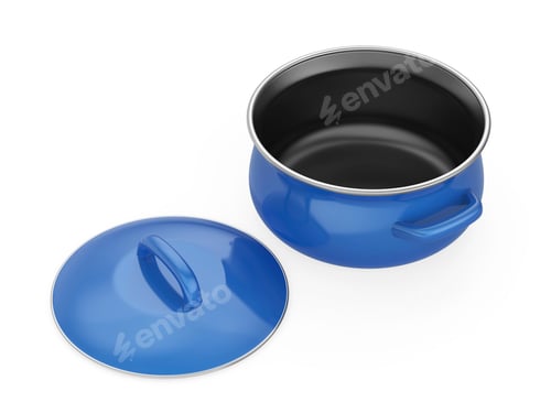 Preview: Empty blue enamel cooking pot