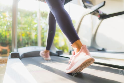 Preview: Portrait asian woman exercising and workout by running in gym