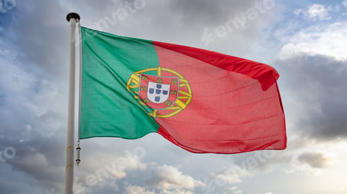 Preview: Portugal flag waving against cloudy sky